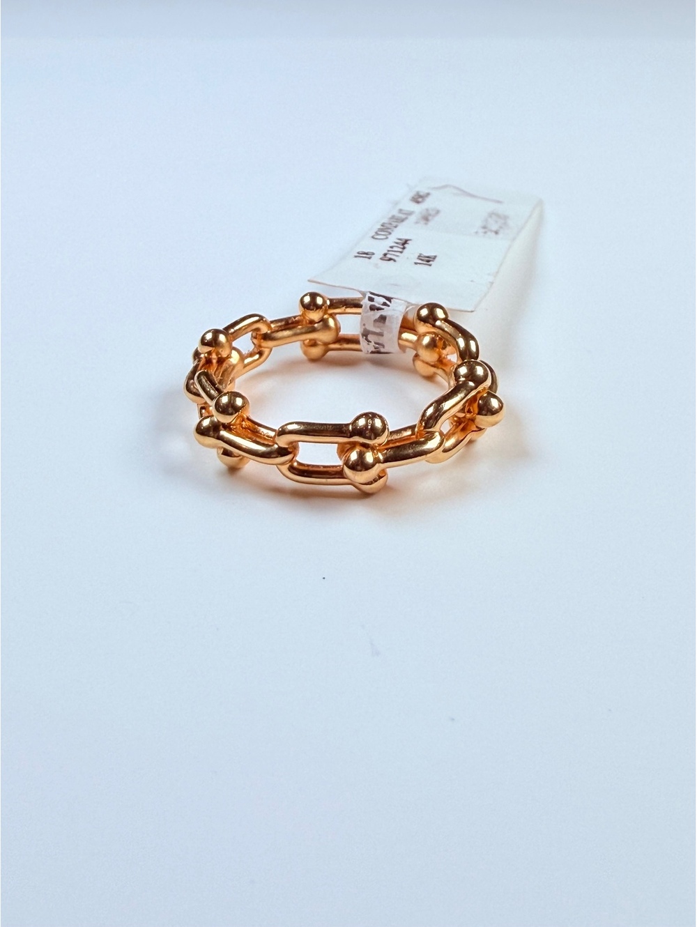 14K Yellow Gold HardWear Interlocking Micro Link Infinity 7MM Band Ring BNWT